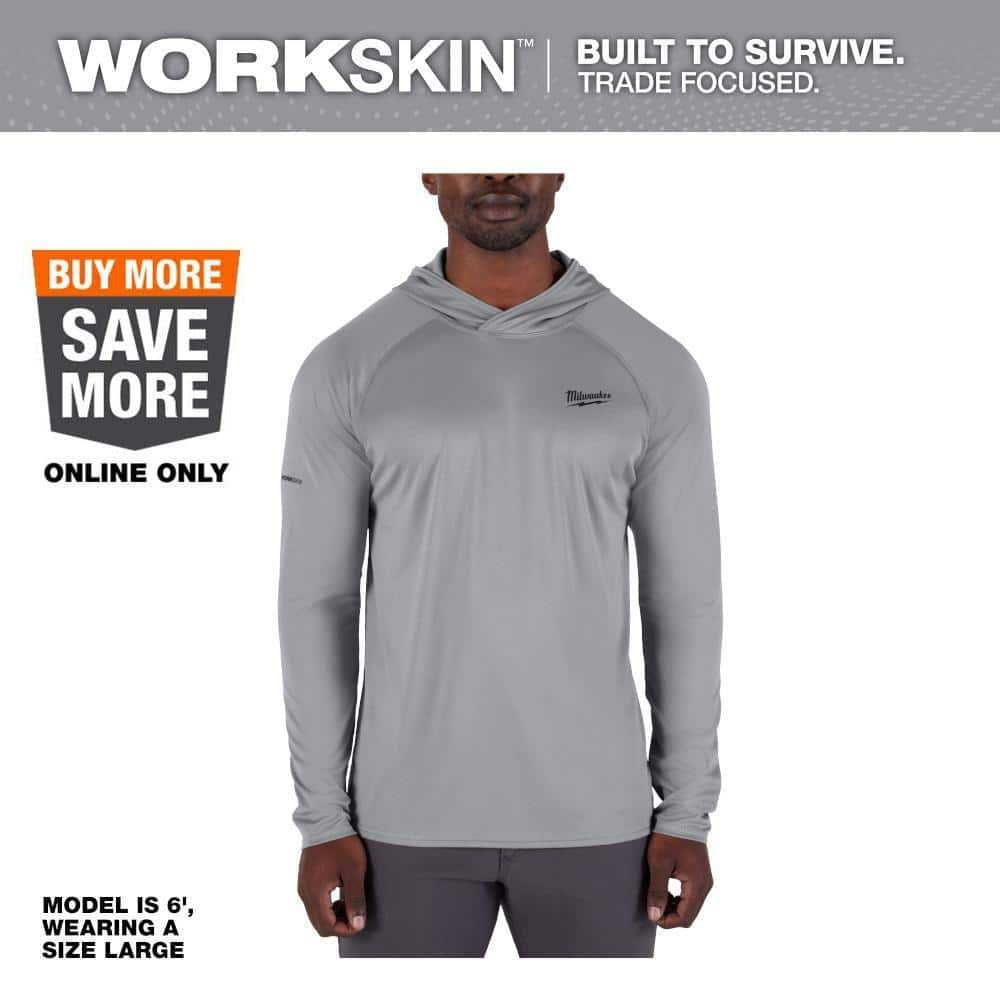 MILWAUKEE  WORKSKIN X-Large Gray Hooded Sun Shirt