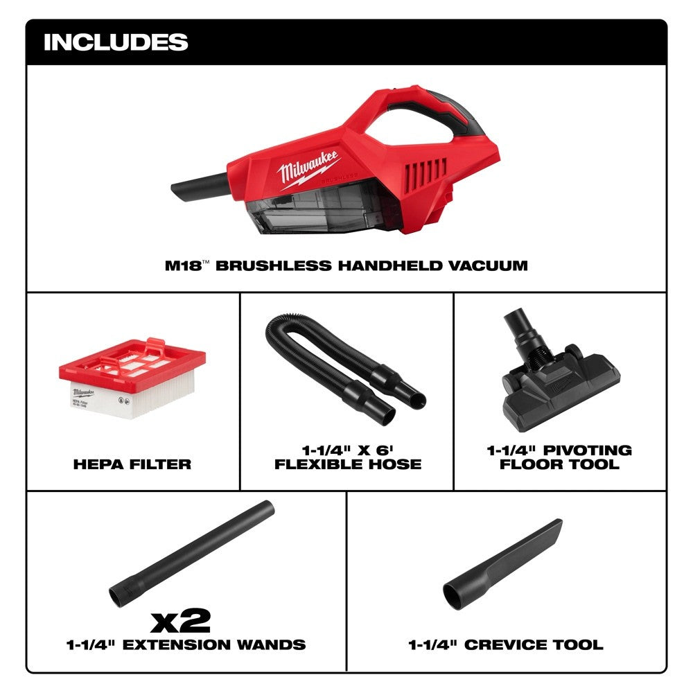 Milwaukee M18 Cordless HEPA Handheld Vacuum 18-Volt Brushless