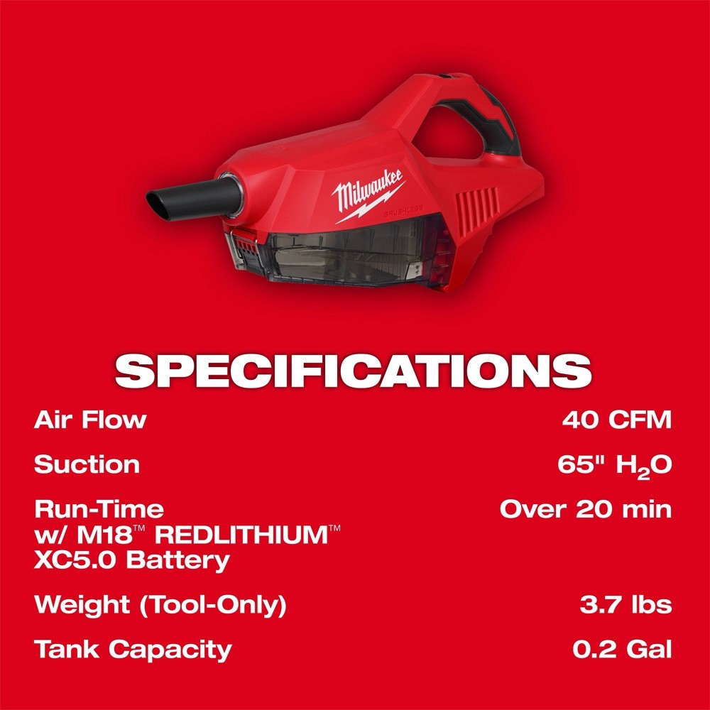 Milwaukee M18 Cordless HEPA Handheld Vacuum 18-Volt Brushless