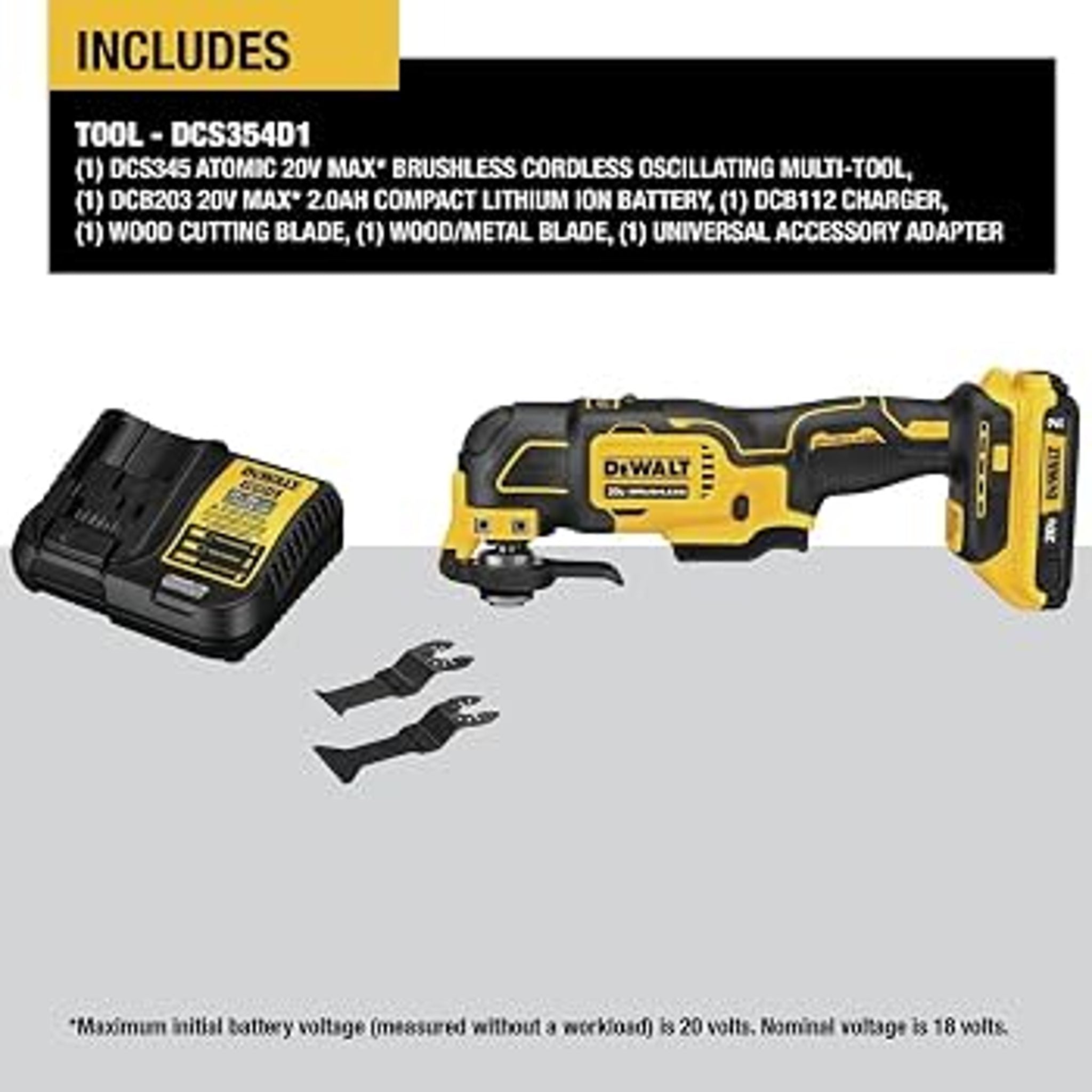 DEWALT ATOMIC 20V Cordless Oscillating Multi Tool with Battery