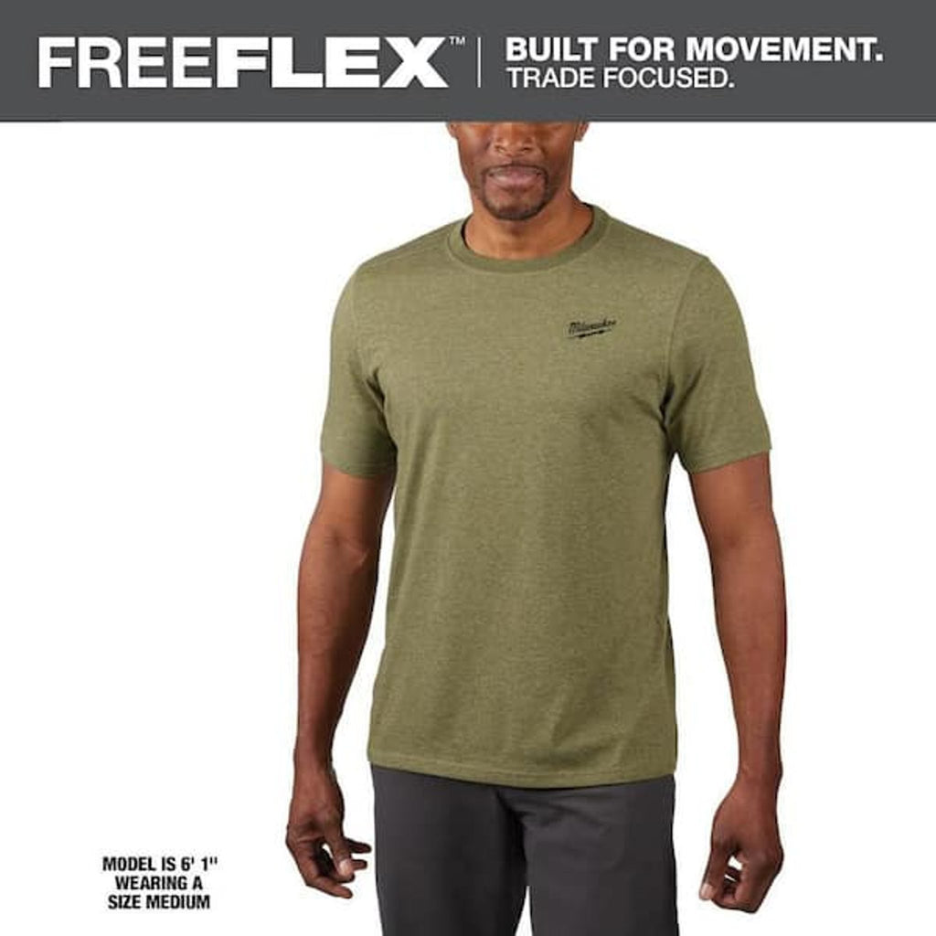 Milwaukee Medium Green Hybrid Work T-Shirt Cotton/Polyester