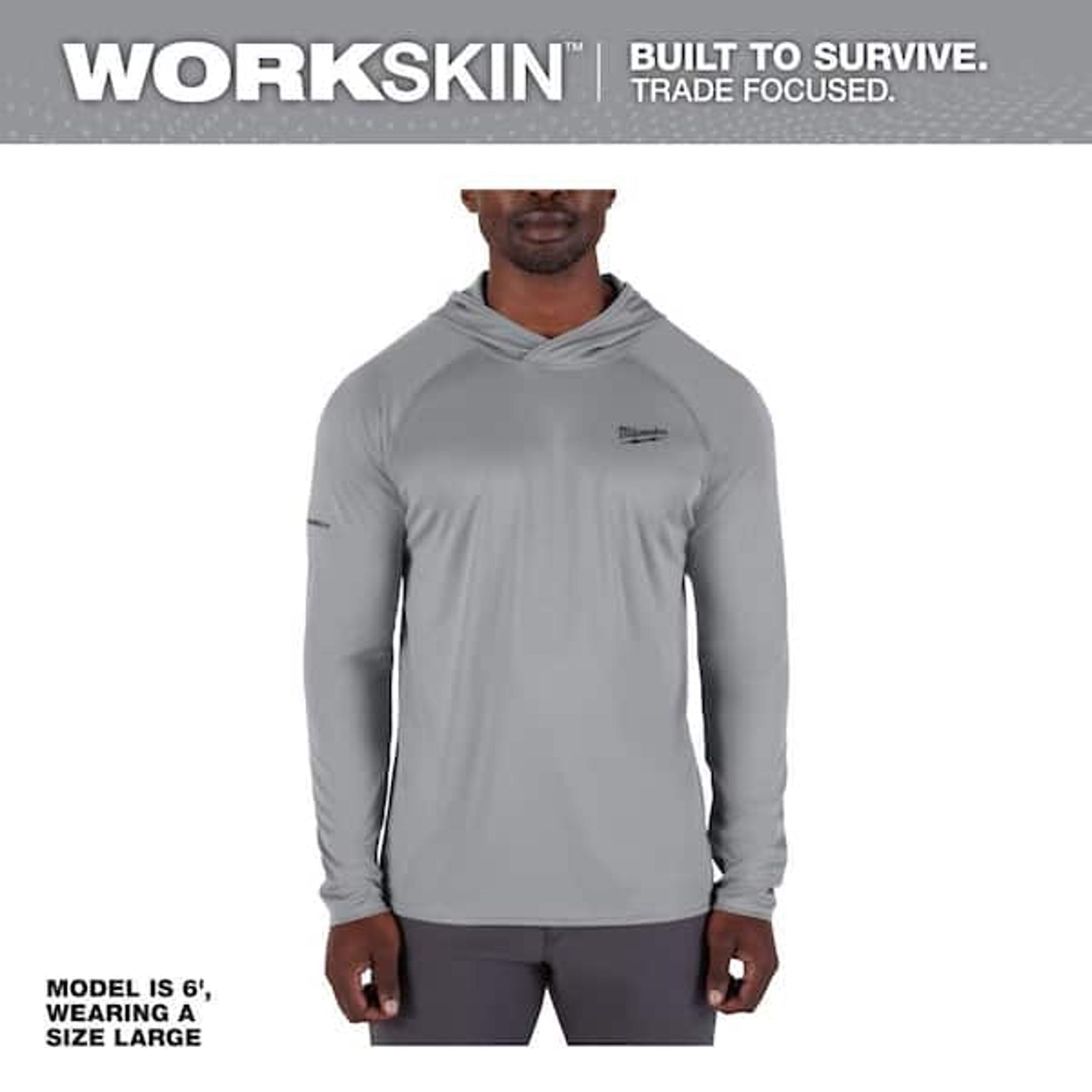 MILWAUKEE  WORKSKIN X-Large Gray Hooded Sun Shirt